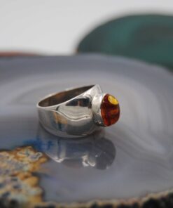 ασημένιο ανδρικό κεχριμπάρι δαχτυλίδι
