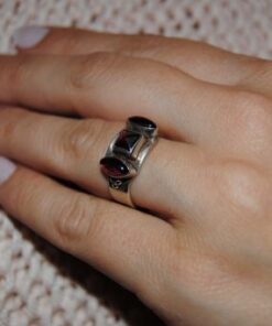 Ασημένιο δαχτυλίδι με Γρανάδα χειροποιητό
