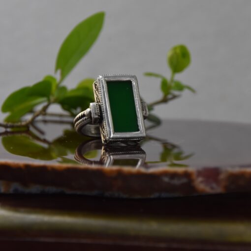 Ανδρικό Δαχτυλίδι 925 με Όνυχα Πράσινο