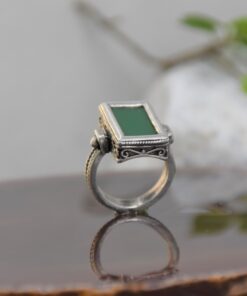 925 Ανδρικό Δαχτυλίδι με Όνυχα Πράσινο