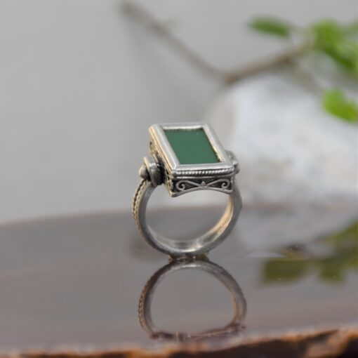 925 Ανδρικό Δαχτυλίδι με Όνυχα Πράσινο